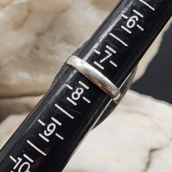 Natural Large Tiger Eye Cabochon Stone White Rhodium/Silver Artisan Ring - Picture 6 of 10